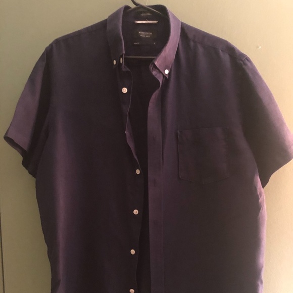 Nordstrom Men's Shop Solid Linen Short Sleeve - Picture 1 of 6